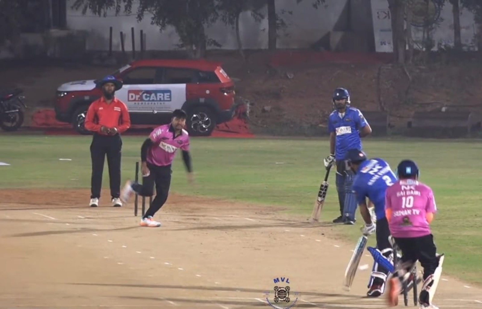 Suman TV bowler in action at the Digital Media Premier League